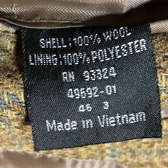 Tweed Plaid Blazer Brown and Blue 46 Two-Button Wool Academia Elbow Patches - Picture 12 of 14